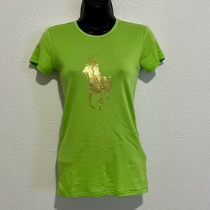 NWOT Ralph Lauren Collection “Black Label” Slim Lime Green Tee Shirt Gold Pony S